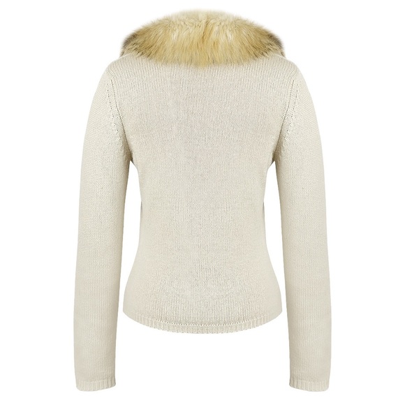 🦋 Vintage 1997 Blumarine Wool Cashmere Fox Fur Collar Cardigan Sweater IT 38 - Picture 14 of 17